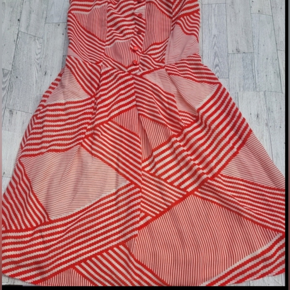 ALYA red and white strapless dress size small